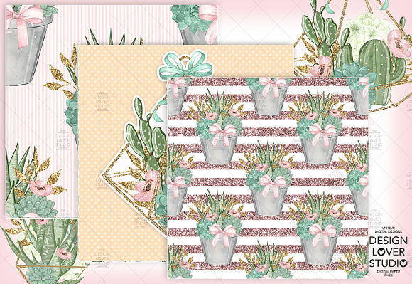 Sweet Succulent digital paper pack in Patterns - product preview 3