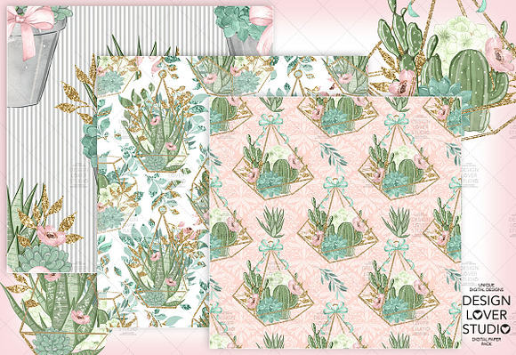 Sweet Succulent digital paper pack in Patterns - product preview 4