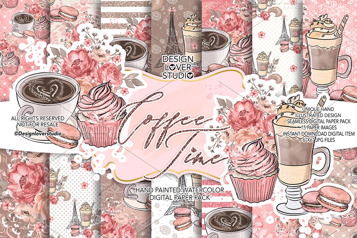 Coffee time digital paper pack in Patterns - product preview 8