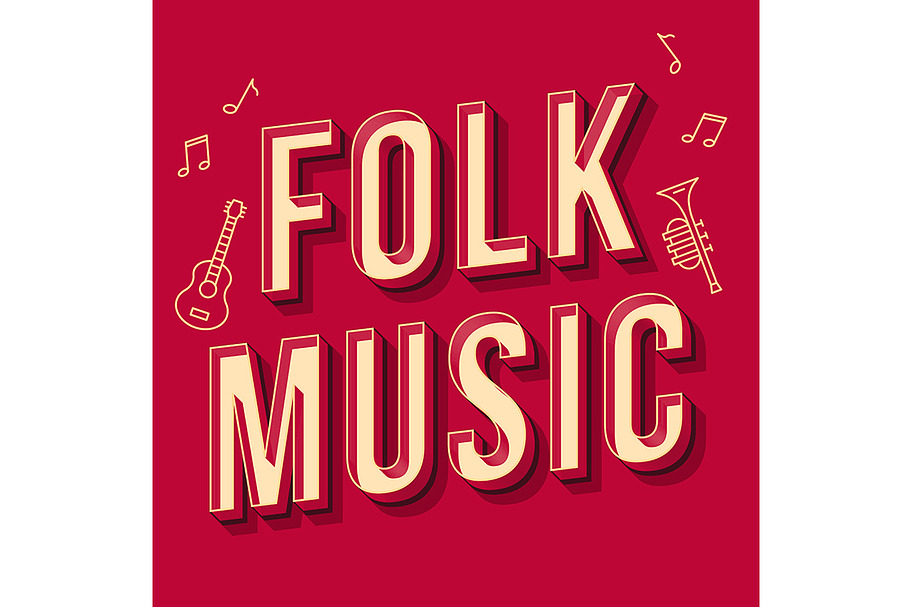 Folk music vintage 3d lettering in Add-Ons - product preview 8