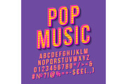 Pop music vintage 3d lettering