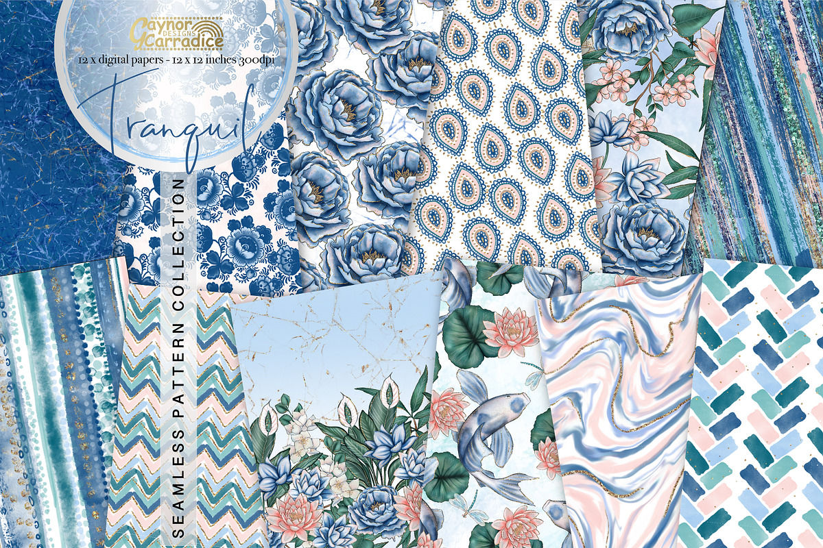 Tranquil - zen seamless patterns in Patterns - product preview 8