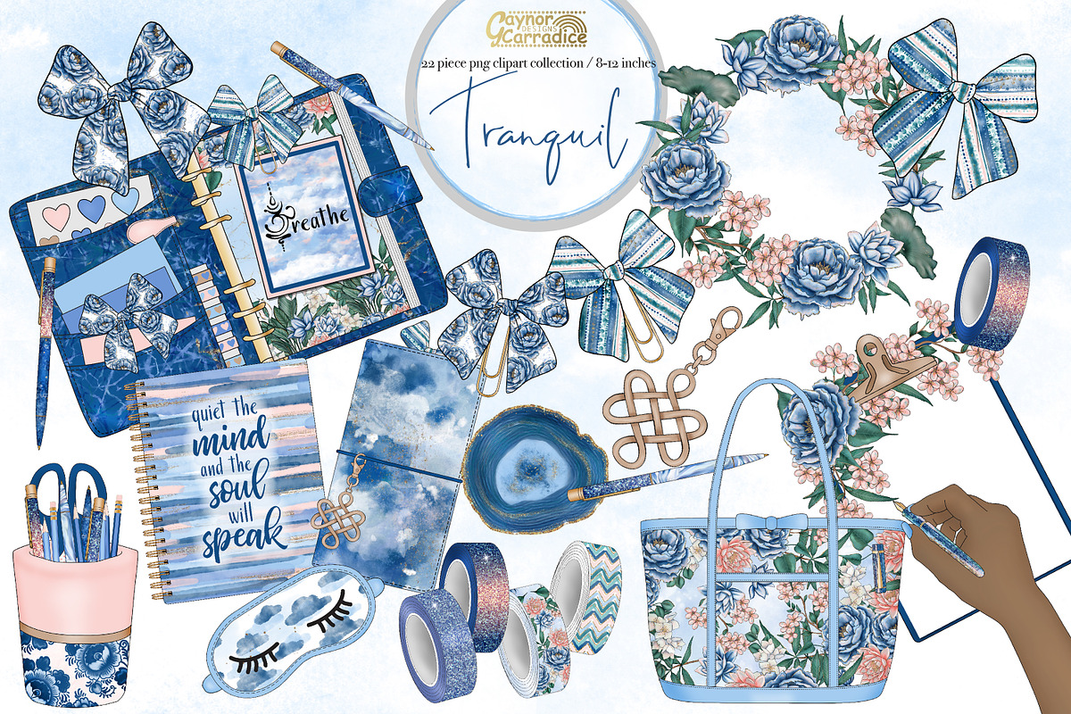 Tranquil planner clipart in Illustrations - product preview 8