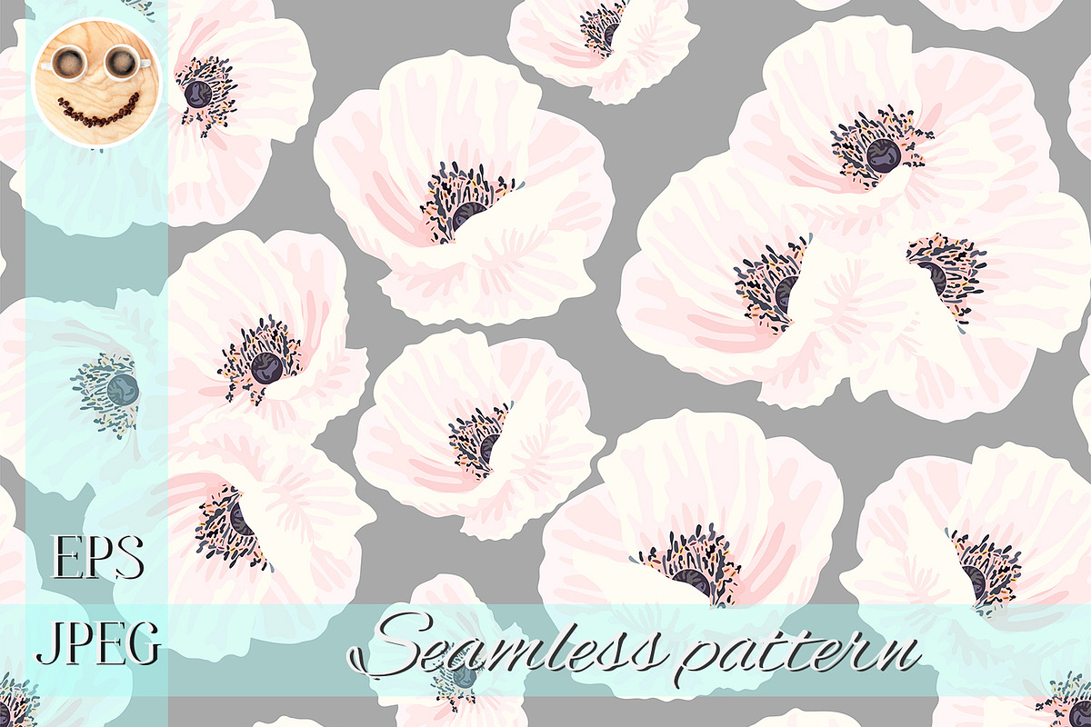 White anemones on the pink seamless in Patterns - product preview 8