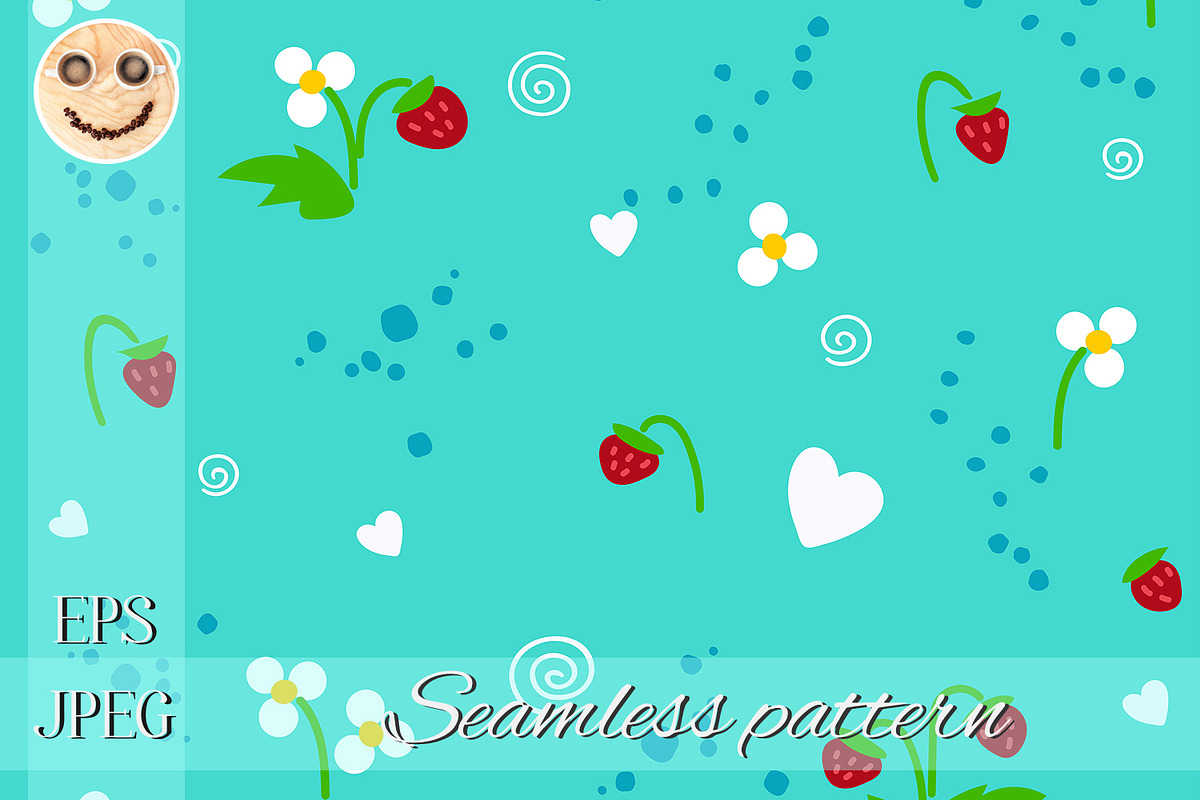Strawberry on the blue pattern in Patterns - product preview 8