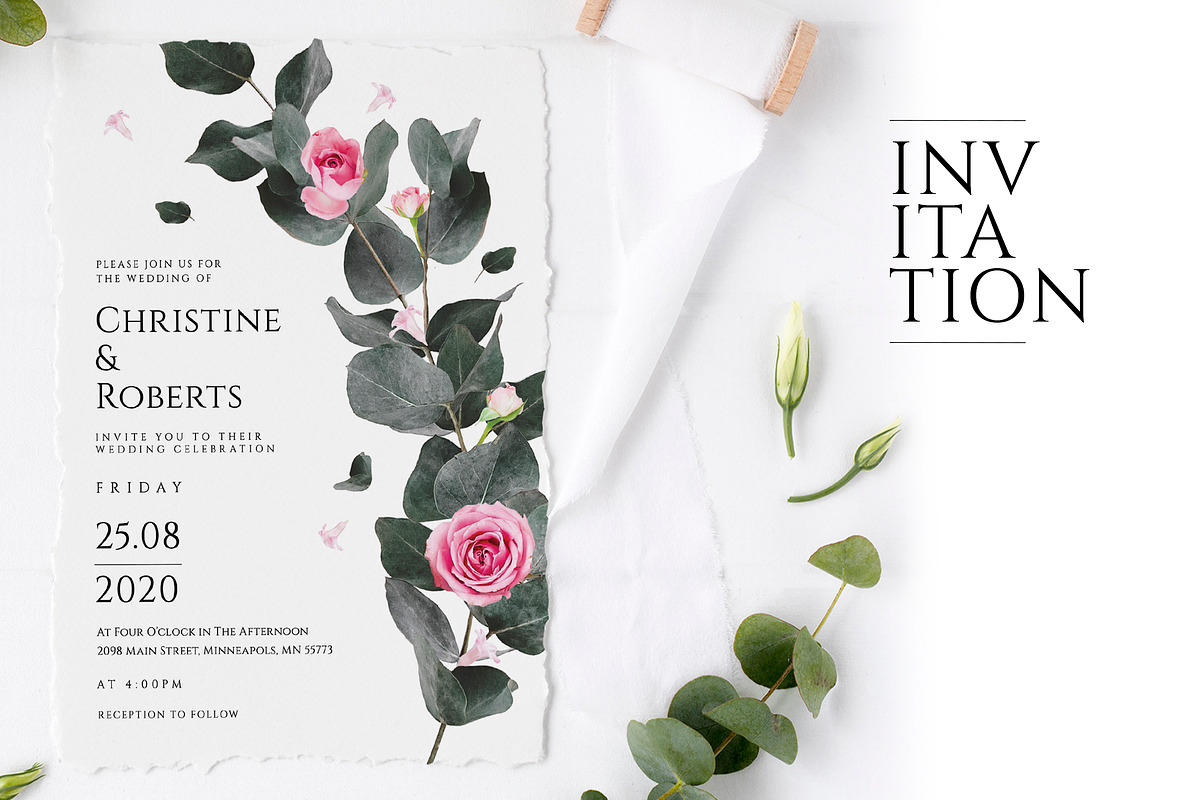 Eucalyptus Foliage Wedding Suite in Wedding Templates - product preview 8