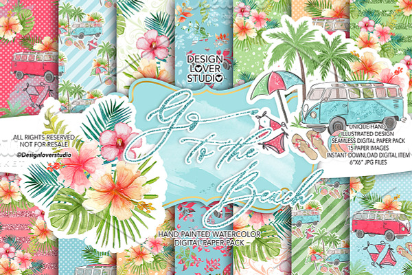 Go to the Beach digital paper pack