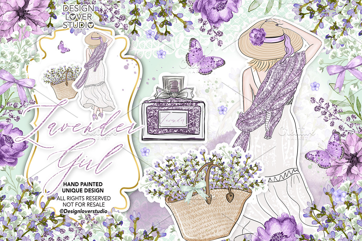 Lavender Girl design in Illustrations - product preview 8