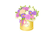 Bouquet of Flowers in Box Vector