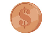 Copper Coin with Dollar Sign Flat