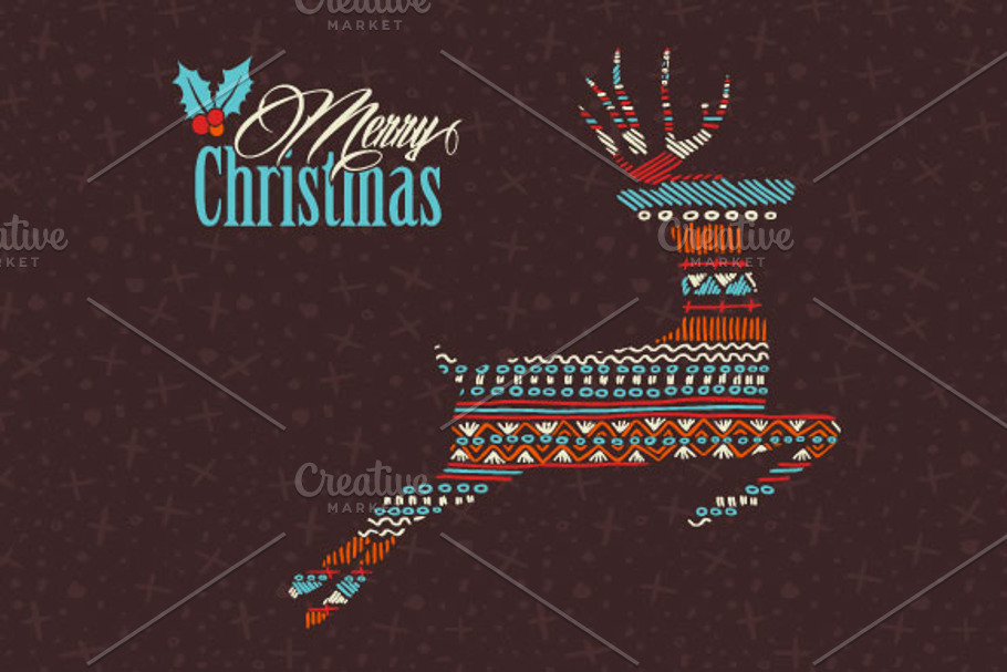 Christmas boho pattern deer in Objects - product preview 8