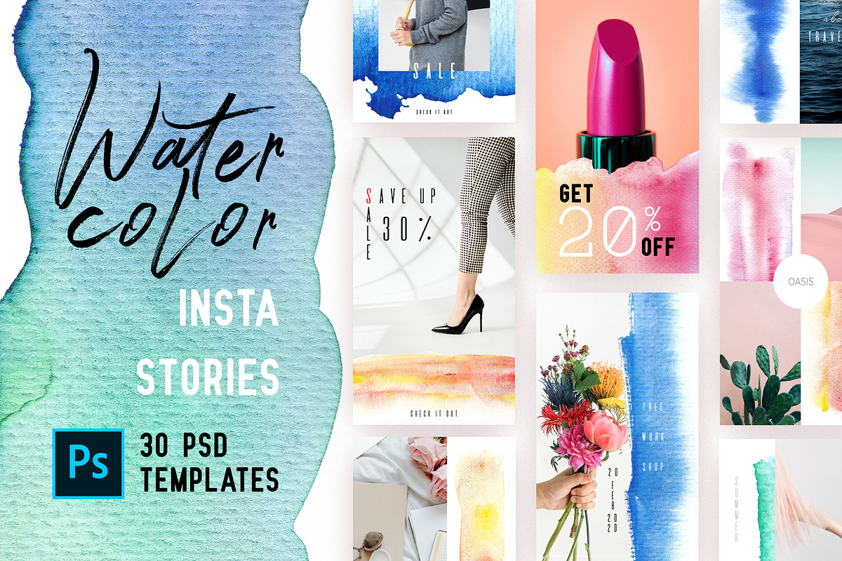 Watercolor Instagram Stories in Instagram Templates - product preview 8