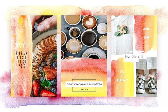 Watercolor Instagram Stories in Instagram Templates - product preview 3