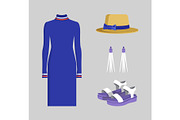 Long Blue Dress with Accessories