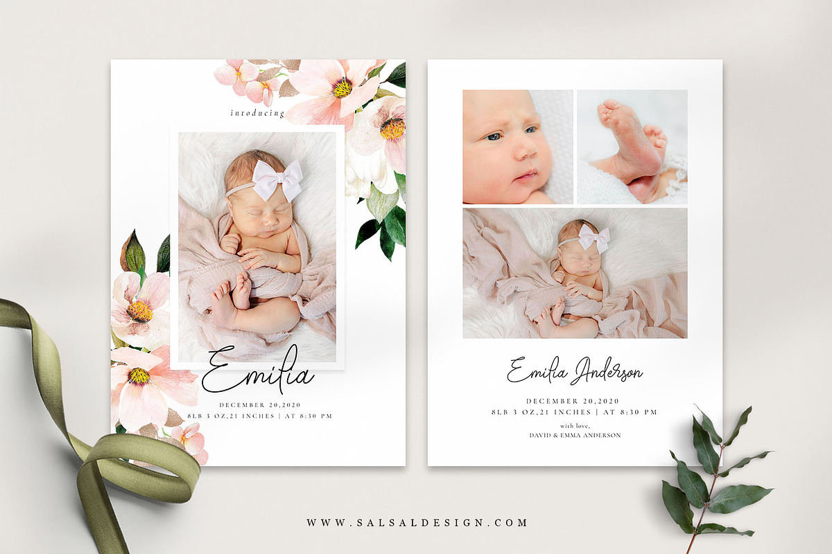 Birth Announcement Template BA026 in Card Templates - product preview 8