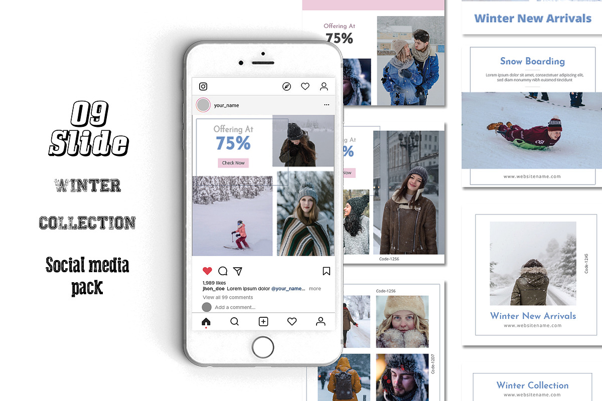 Winter Sale Social Media Pack in Instagram Templates - product preview 8