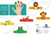 5 finger puppet vector animals