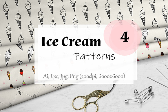 4 Ice Cream patterns in Patterns - product preview 5