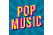 Pop music vintage 3d lettering
