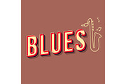 Blues vintage 3d vector lettering