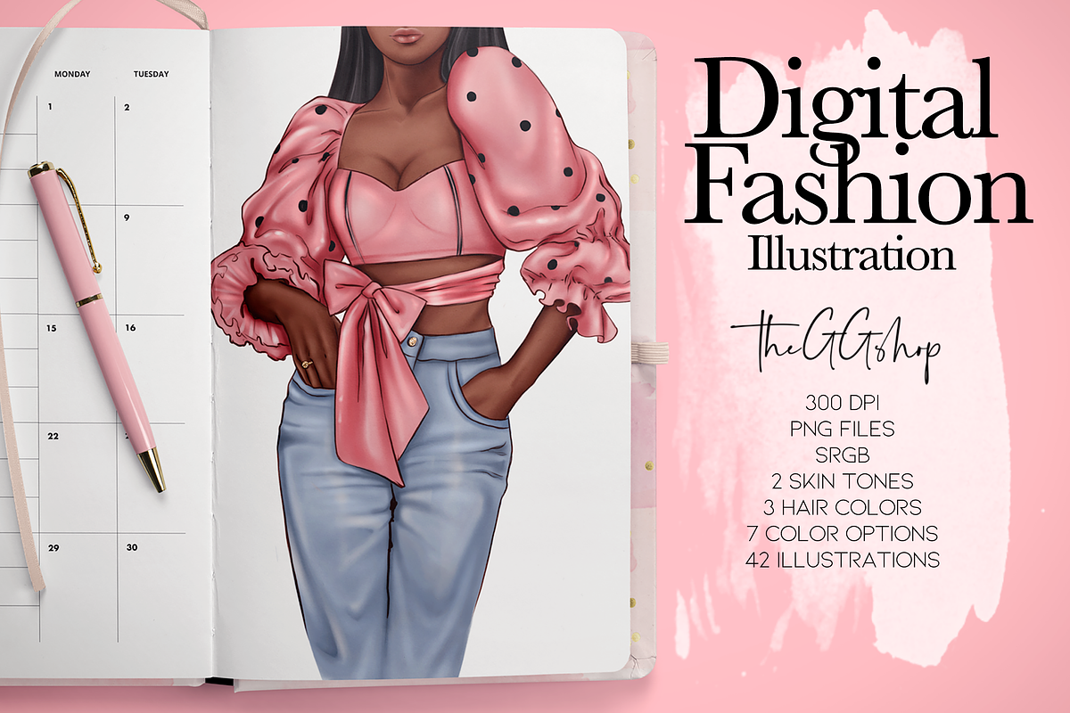 Fashion Illustration Spring Clipart in Illustrations - product preview 8