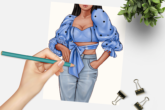 Fashion Illustration Spring Clipart in Illustrations - product preview 6