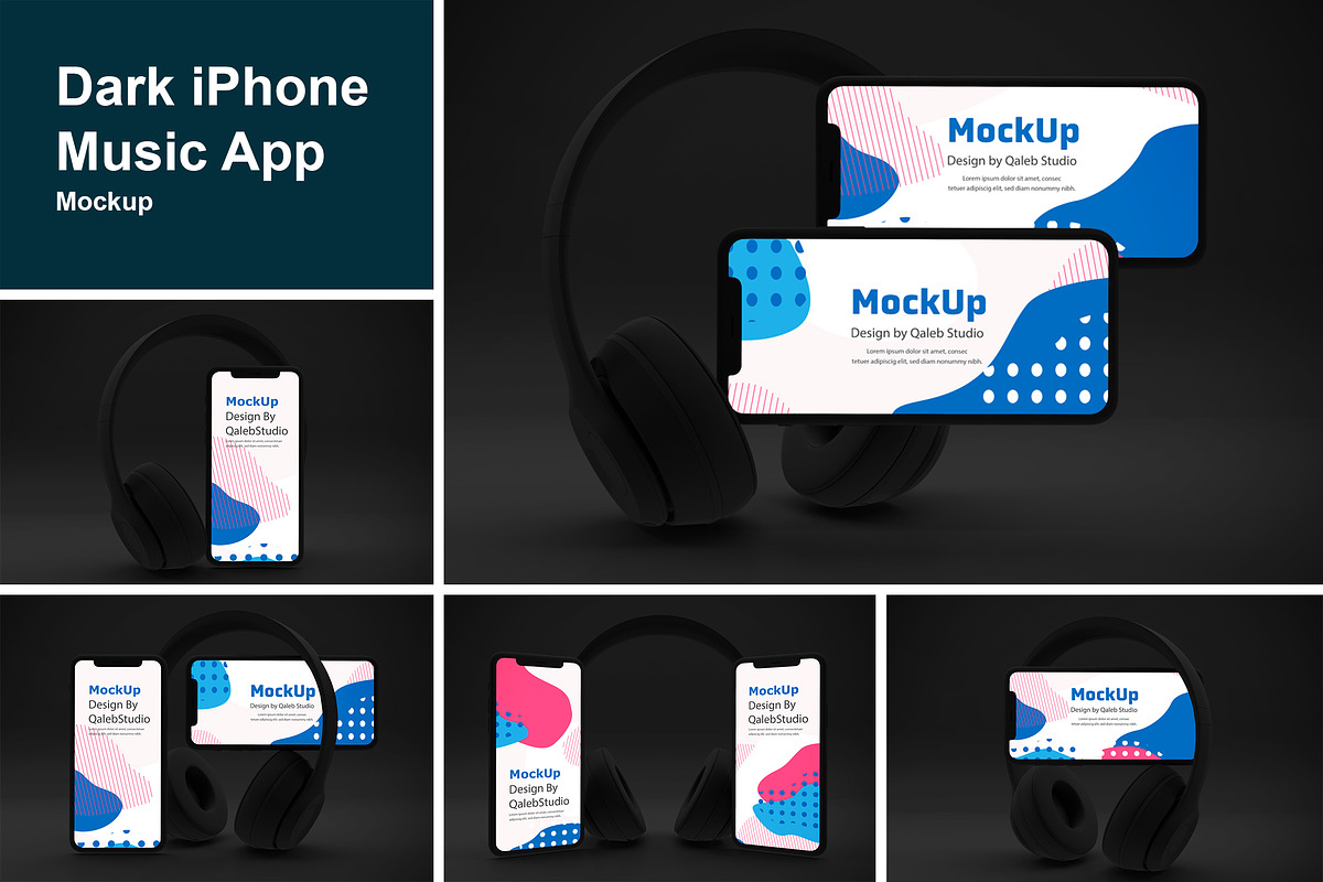 Dark iPhone Music App Mockup in Mobile & Web Mockups - product preview 8