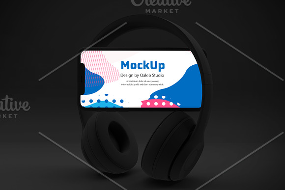 Dark iPhone Music App Mockup in Mobile & Web Mockups - product preview 3