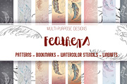 Feather pattern bookmark stencil