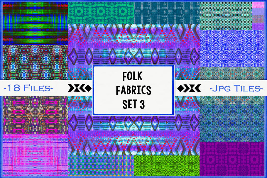 Folk Fabric Tiles 3:  Pink & Teal in Patterns - product preview 8