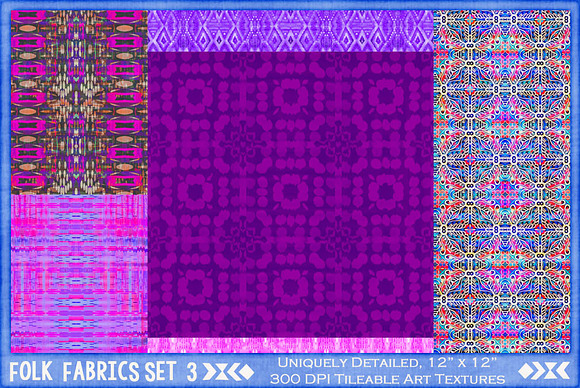 Folk Fabric Tiles 3:  Pink & Teal in Patterns - product preview 5