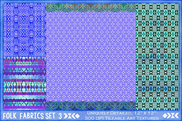 Folk Fabric Tiles 3:  Pink & Teal in Patterns - product preview 7