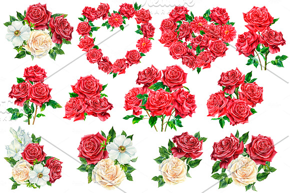 Bouquet of red and white flowers in Illustrations - product preview 4
