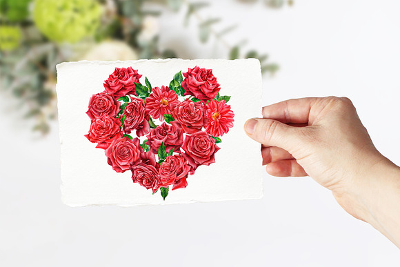 Bouquet of red and white flowers in Illustrations - product preview 8