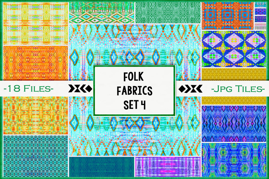Folk Fabric Tiles 4:  Orange & Blue