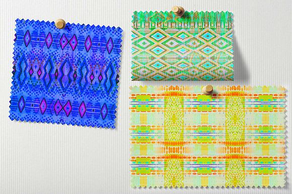 Folk Fabric Tiles 4:  Orange & Blue in Patterns - product preview 2