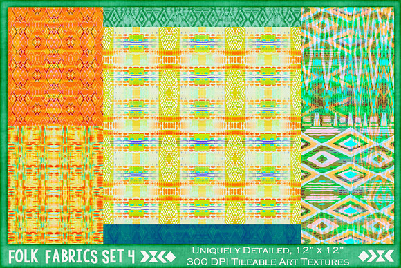 Folk Fabric Tiles 4:  Orange & Blue in Patterns - product preview 4