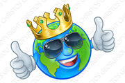 Earth Globe King Sunglasses Cartoon