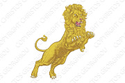 Lion Attacking Illustration
