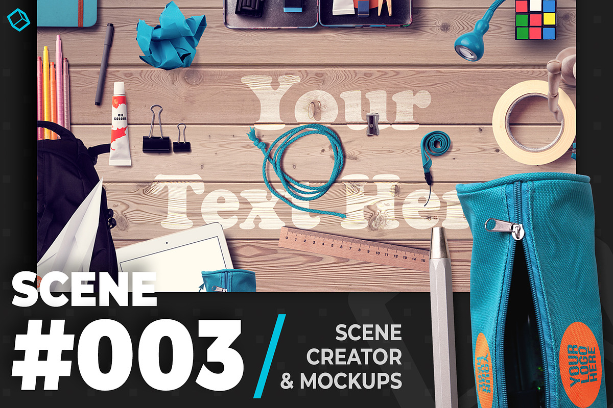 Back To School Wooden Supplies in Scene Creator Mockups - product preview 8