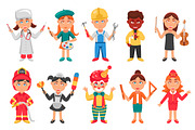 Kids and professions icons set