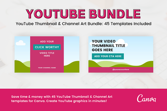 YouTube Template Bundle for Canva in YouTube Templates - product preview 2
