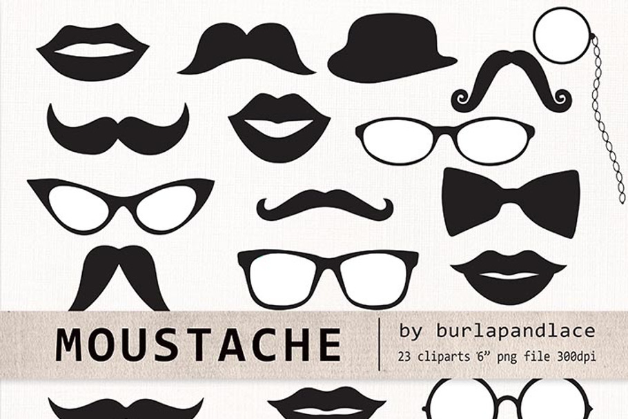 Mustache cliparts, retro party in Illustrations - product preview 8