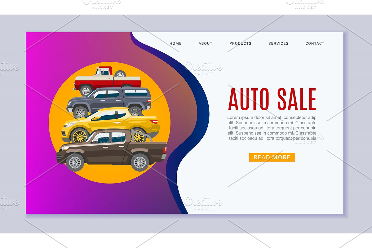 Auto sale landing page for car in Illustrations - product preview 8