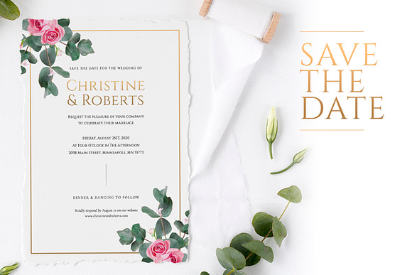 Eucalyptus & Gold Wedding Suite in Wedding Templates - product preview 1