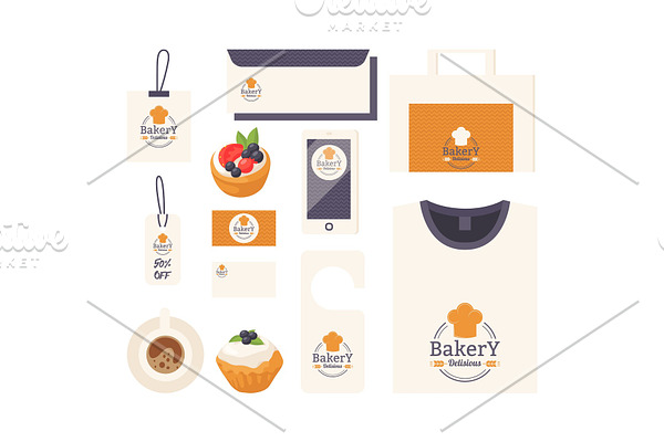 Bakery corporate identity items with