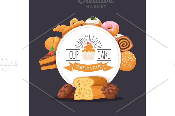 Bakery banner template, pastry shop