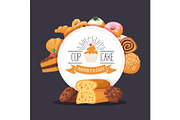 Bakery banner template, pastry shop