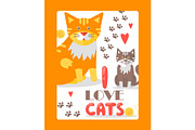 Card for cat lover, typography