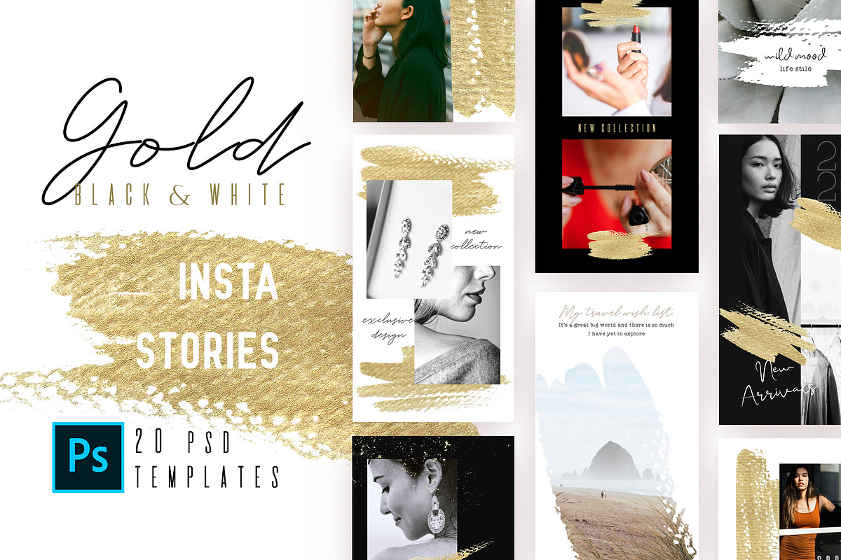 Gold Black&White Insta Stories in Instagram Templates - product preview 8